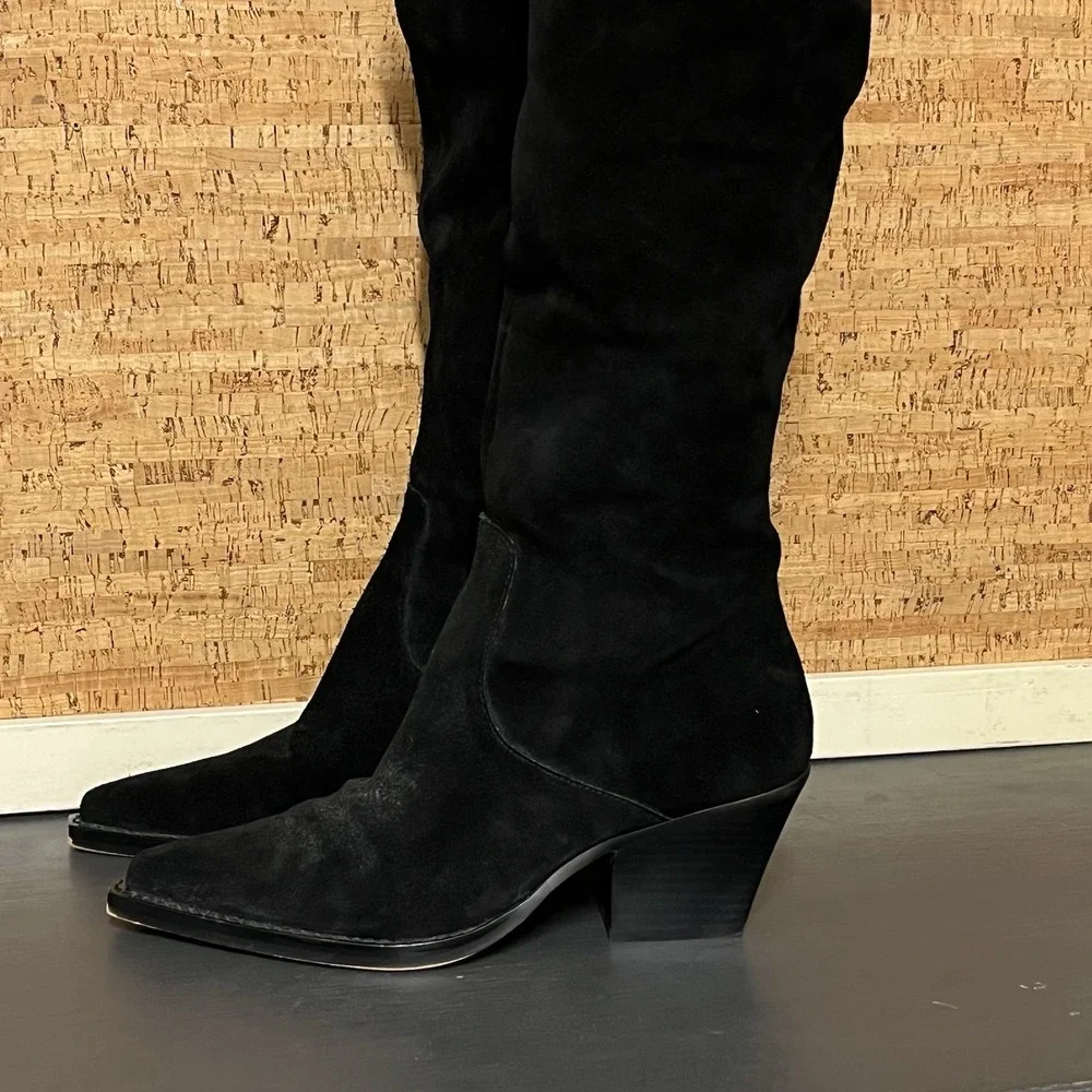 Dolce Vita Boots Knee High Boot Women Us 10 Black Suede Zipper Closure Worn Once